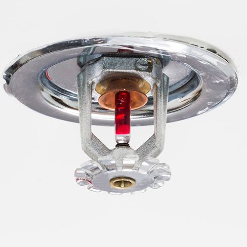 Fire sprinkler with red bulb