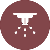 Fire sprinkler icon on maroon background