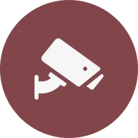 Surveillance camera symbol in circle