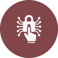 Finger pressing cybersecurity padlock symbol