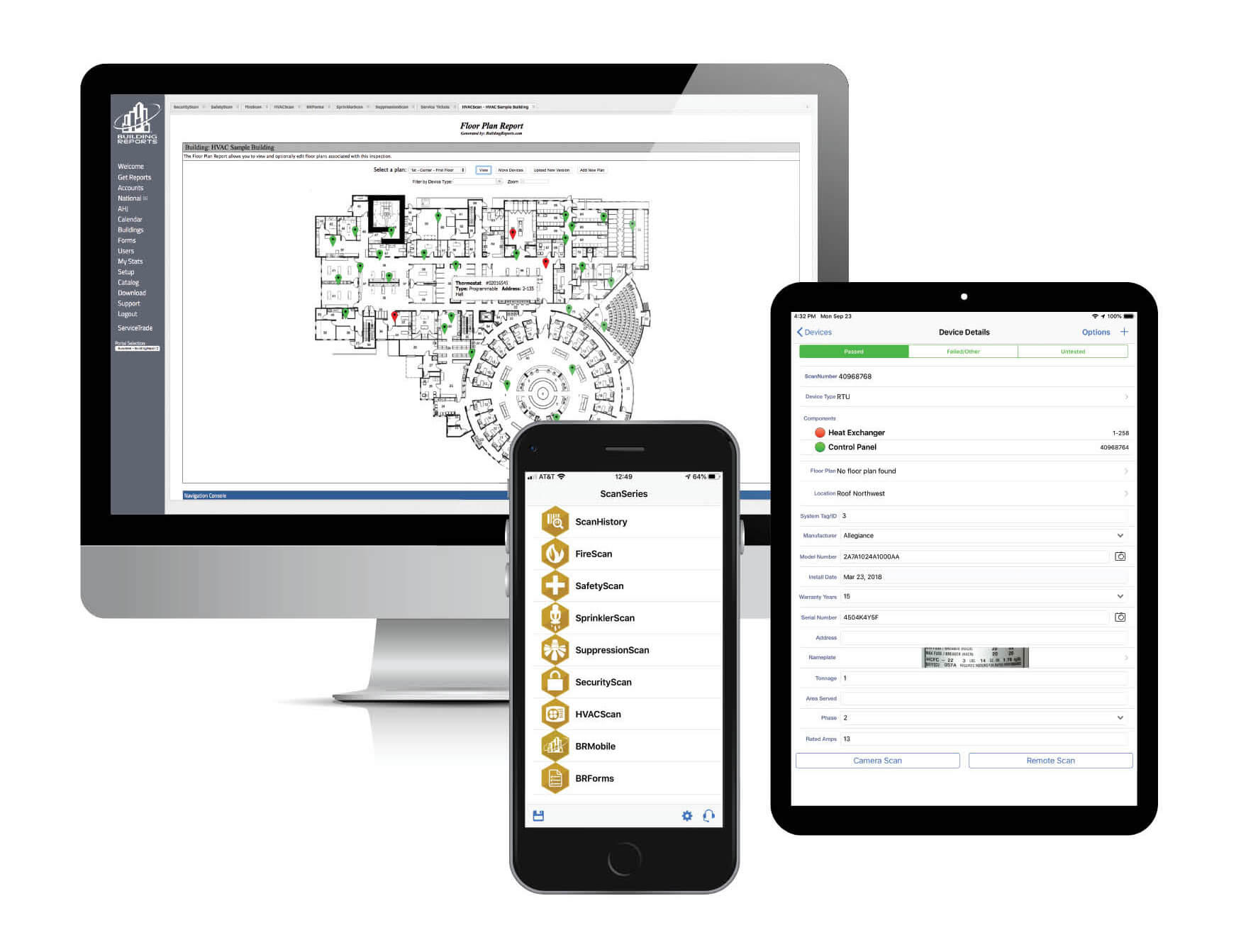 Floor plan on computer and mobile screens