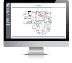 Digital floor plan on desktop screen