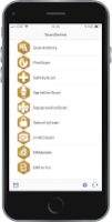 Mobile app interface with icons